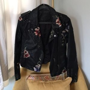 BlankNYC Floral Embroidered Leather Jacket